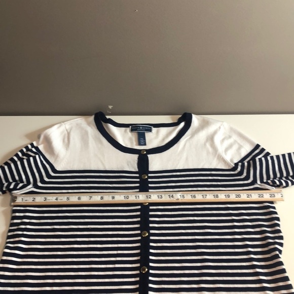 Karen Scott Petite Stripe Button Up Cardigan NWT XLP - Picture 5 of 9